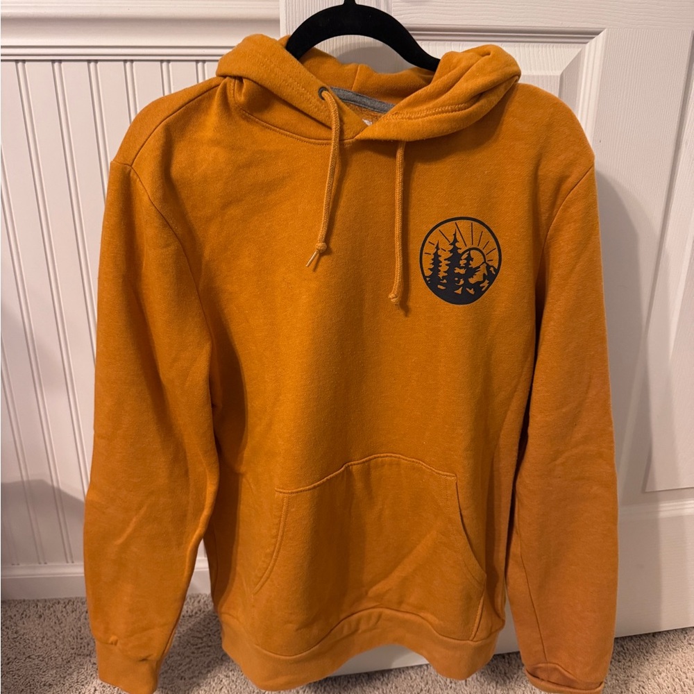 Old Navy Men's Mustard Hoodie with Nature Graphic
